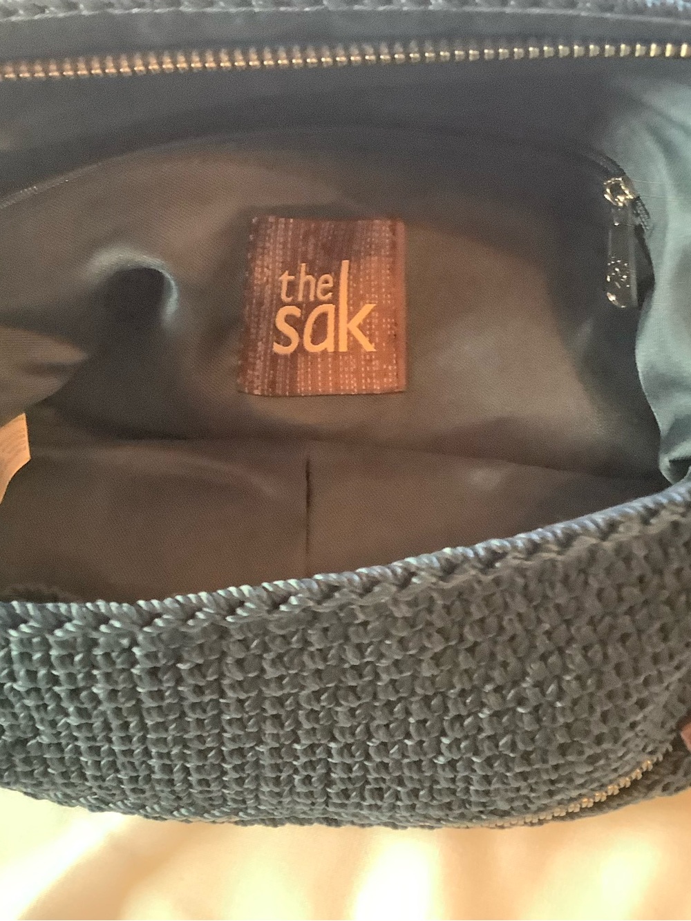 The Sak Navy Woven Shoulder Bag with Brown Trim - Picture 6 of 12